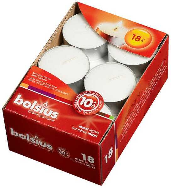 Bolsius Maxi-Teelicht 18 Stück weiß