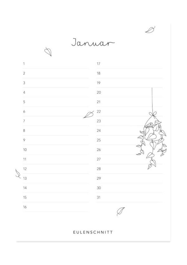 Eulenschnitt Tischkalender Geburtstage DIN A6 weiß