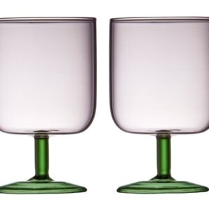 Lyngby Glas Weinglas 2er-Set Torino pink/grün