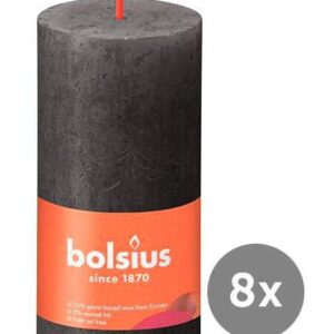 Bolsius 8er Pack Stumpenkerze 100/50 Rustik Shine stürmisches grau 31