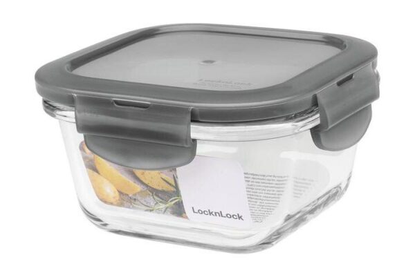 Lock & Lock Frischhaltedose     Deckel grau Borosilikat eckig   300ml