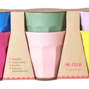 Rice Melamin Tasse 6er-Set farblich sortiert