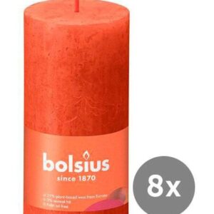 Bolsius 8er Pack Stumpenkerze 100/50 Rustik Shine herbstliches orange 35