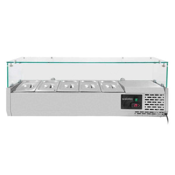 Kühlaufsatzvitrine EASY mit Glasabdeckung 5x GN1/4 - 120 cm
