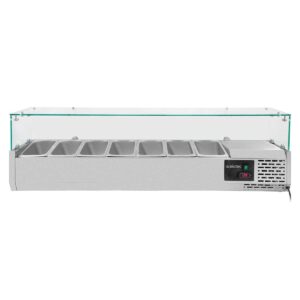 Kühlaufsatzvitrine EASY mit Glasabdeckung 7x GN 1/4 - 150 cm
