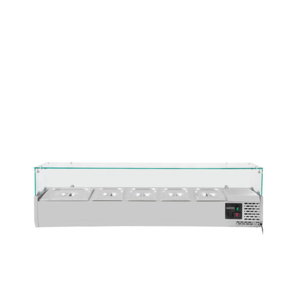 Kühlaufsatzvitrine EASY mit Glasabdeckung 4 x GN1/3 + 1xGN1/2 - 140 cm