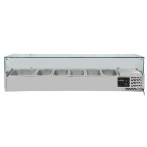 Kühlaufsatzvitrine EASY mit Glasabdeckung 5  xGN1/3 + 1xGN1/2 - 150 cm