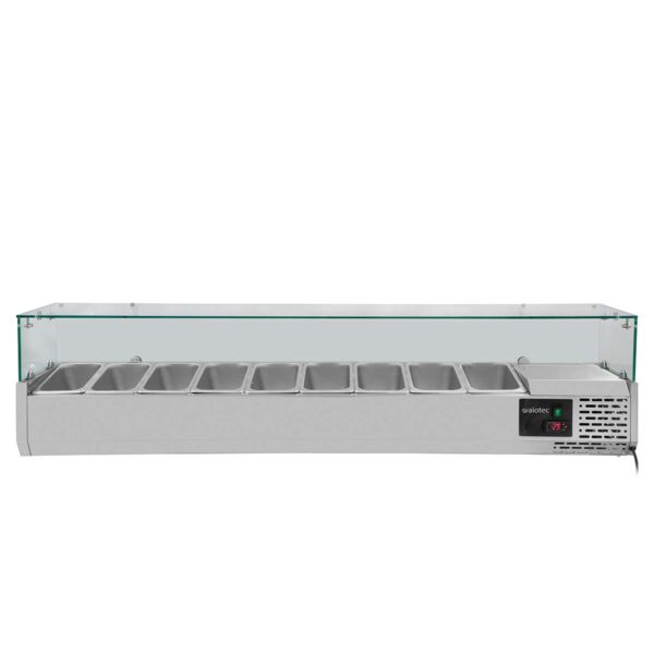 Kühlaufsatzvitrine EASY mit Glasabdeckung 9 x GN1/3 - 200 cm