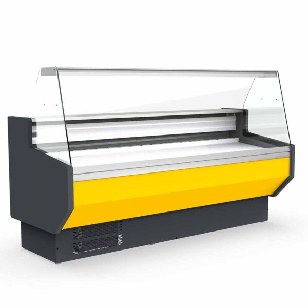 Kühltheke / Verkaufstheke TOPLINE 250 gelb - gerades Frontglas