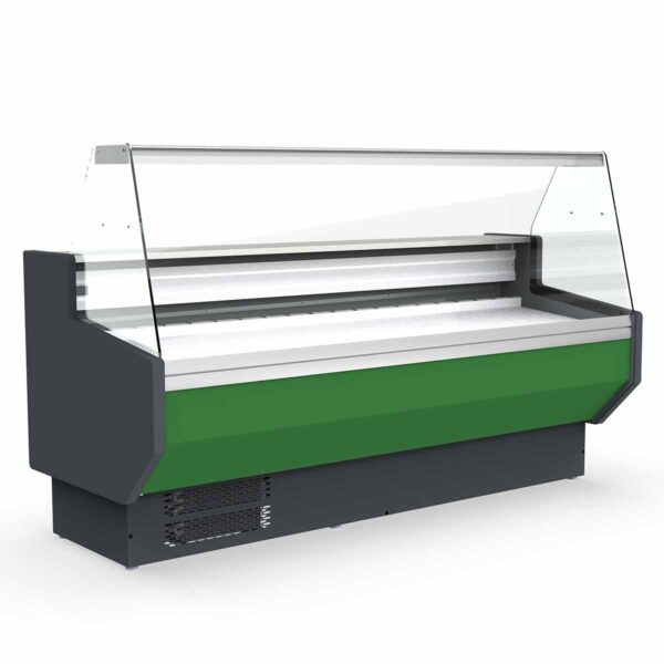 Kühltheke / Verkaufstheke TOPLINE 250 grün - gerades Frontglas