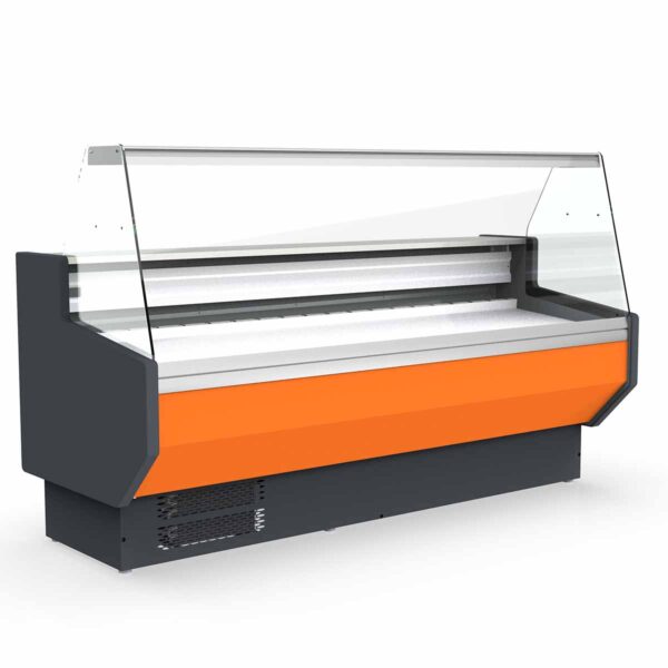 Kühltheke / Verkaufstheke TOPLINE 250 orange - gerades Frontglas