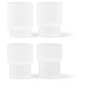 ferm LIVING Glas 4er-Set Ripple weiß