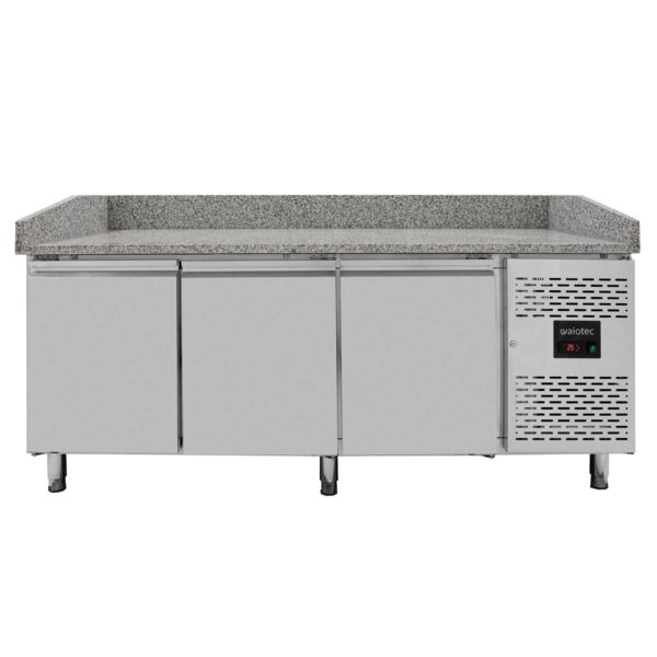 Pizzakühltisch / Pizzatisch EASY 800 - 3 Türen + grauer Granit