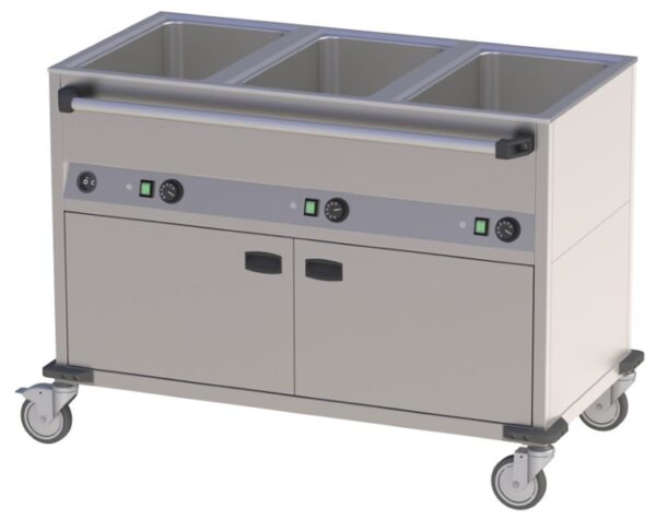 Bain-Marie Wagen 3 x GN 1/1 mit beheizter Unterschrank