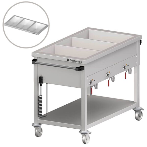 Bain-Marie Wagen mit separaten Becken für 3x GN1/1