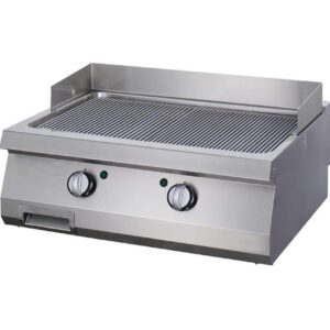 Gas Grillplatte Heavy Duty - gerillt hartverchromt - 2 Heizzonen + Spritzschutz