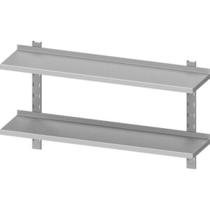 Edelstahl Doppel-Wandbord ECO mit Wandschienen 100 x 30 x 66 cm höhenverstellbar