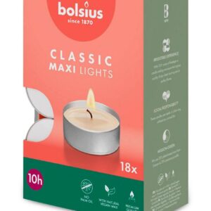 Bolsius Maxi-Teelichte 18er-Pack silber