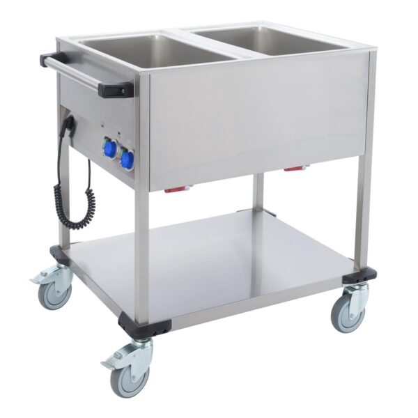 Bain-Marie Wagen BW2K Speiseausgabewagen 2x GN1/1 Griff stirnseitig