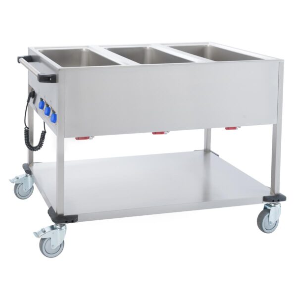 Bain-Marie Wagen BW3K Speiseausgabewagen 3x GN1/1 Griff stirnseitig