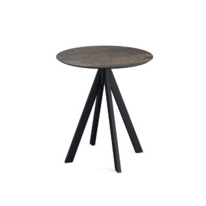 Terrassentisch Infinity Schwarz + Riverwashed Wood HPL Ø 70 cm