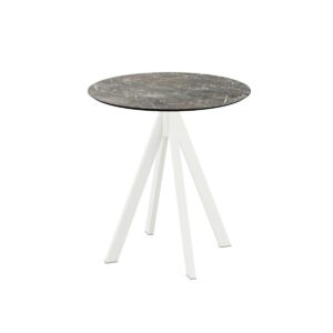 Terrassentisch Infinity Weiß + Galaxy Marble HPL Ø 70 cm