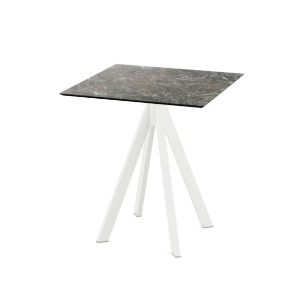 Terrassentisch Infinity Weiß + Galaxy Marble HPL 70 x 70 cm