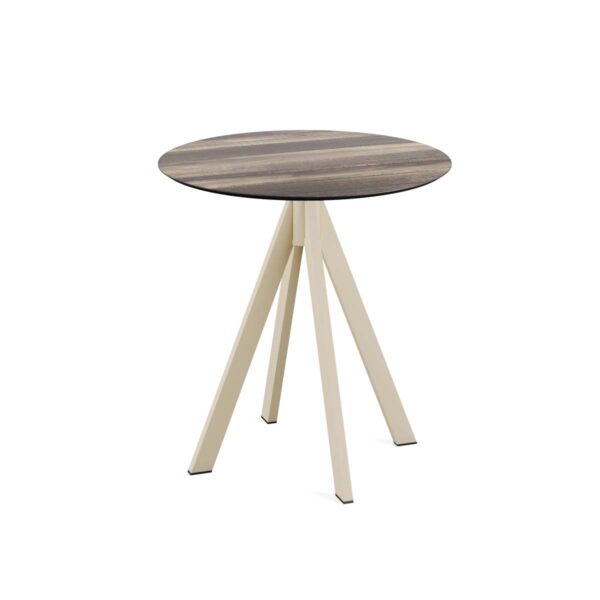 Terrassentisch Infinity Sand + Tropical Wood HPL Ø 70 cm