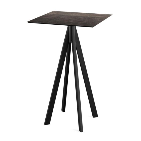 Stehtisch Infinity Schwarz + Riverwashed Wood HPL 70 x 70 cm