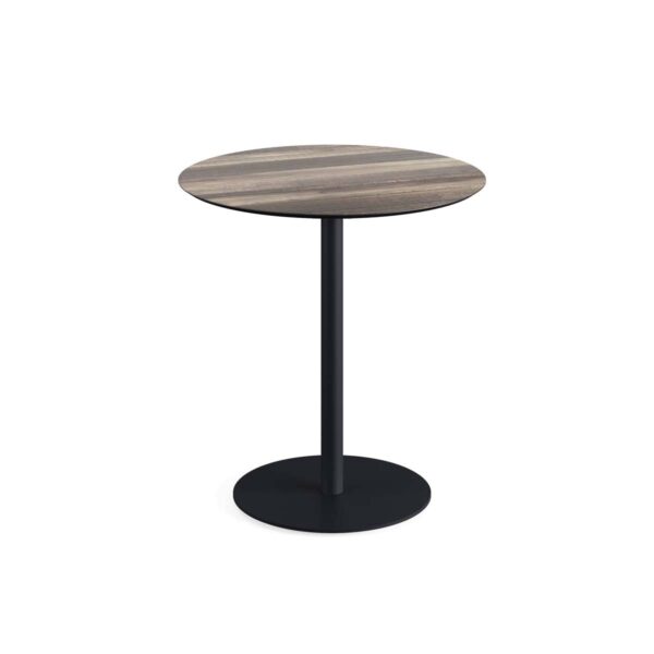 Terrassentisch Urban Schwarz + Tropical Wood HPL Ø 70 cm