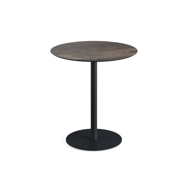 Terrassentisch Urban Schwarz + Riverwashed Wood HPL Ø 70 cm