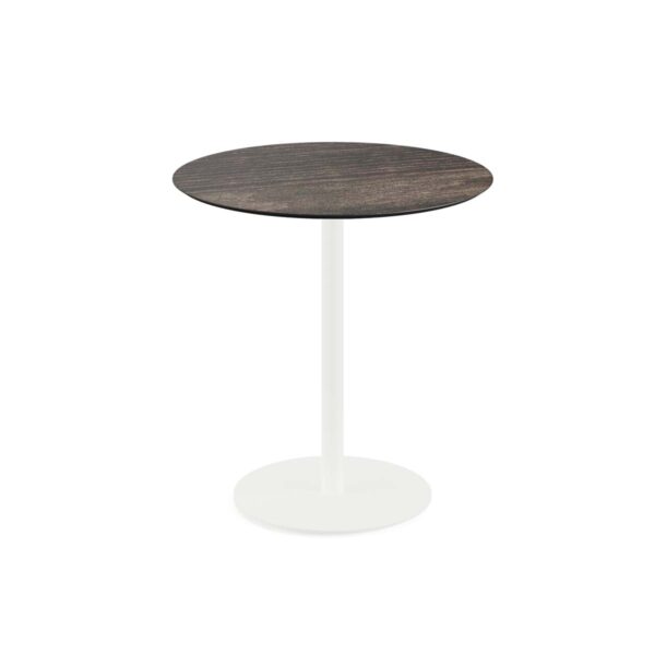 Terrassentisch Urban Weiß + Riverwashed Wood HPL Ø 70 cm