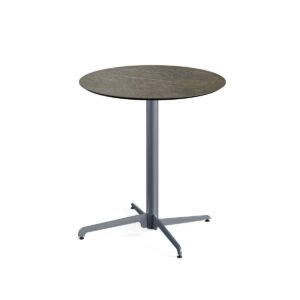 Bistrotisch / Terrassentisch X Cross Grau + Midnight Marble HPL Ø 70 cm