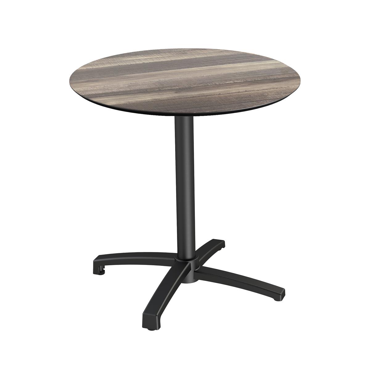 Bistrotisch / Terrassentisch X Cross Schwarz + Tropical Wood HPL Ø 70 cm 1 Bistrotisch / Terrassentisch X Cross Schwarz + Tropical Wood HPL Ø 70 cm