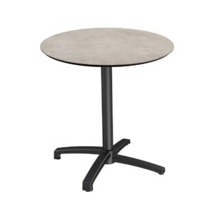 Bistrotisch / Terrassentisch X Cross Schwarz + Moonstone HPL Ø 70 cm