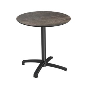 Bistrotisch / Terrassentisch X Cross Schwarz + Riverwashed Wood HPL Ø 70 cm