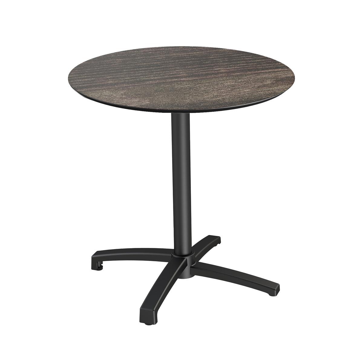 Bistrotisch / Terrassentisch X Cross Schwarz + Riverwashed Wood HPL Ø 70 cm 1 Bistrotisch / Terrassentisch X Cross Schwarz + Riverwashed Wood HPL Ø 70 cm