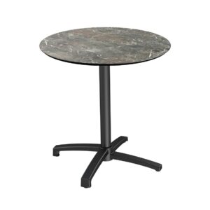 Bistrotisch / Terrassentisch X Cross Schwarz + Galaxy Marble HPL Ø 70 cm