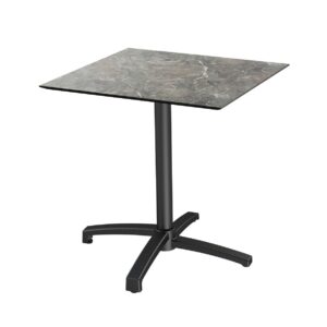 Bistrotisch / Terrassentisch X Cross Schwarz + Galaxy Marble HPL 70 x 70 cm