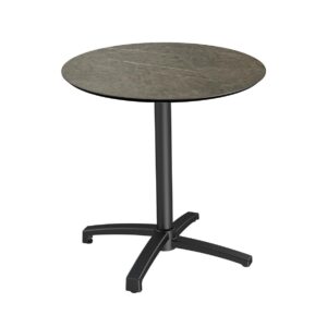 Bistrotisch / Terrassentisch X Cross Schwarz + Midnight Marble HPL Ø 70 cm