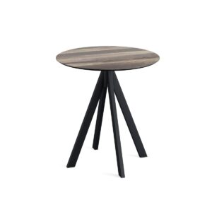 Terrassentisch Infinity Schwarz + Tropical Wood HPL Ø 70 cm