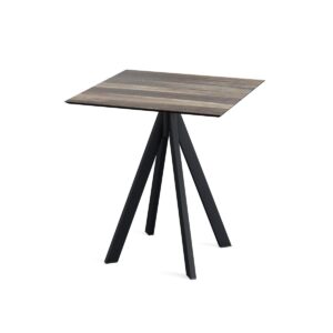 Terrassentisch Infinity Schwarz + Tropical Wood HPL 70 x 70 cm