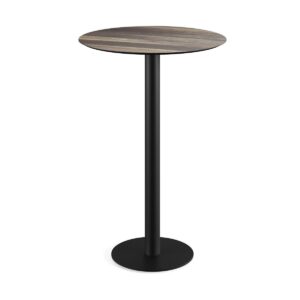 Stehtisch Urban Schwarz + Tropical Wood HPL Ø 70 cm