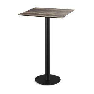 Stehtisch Urban Schwarz + Tropical Wood HPL 70 x 70 cm