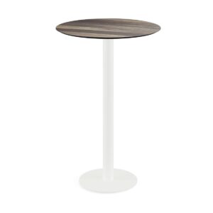 Stehtisch Urban Weiß + Tropical Wood HPL Ø 70 cm