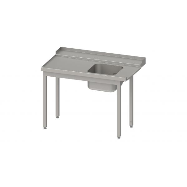 Edelstahl Zulauftisch Korbführung mit Gefälle mit einem Becken 140 x 75 x 88 cm, Anbauseite links + Aufkantung 1 Edelstahl Zulauftisch Korbführung mit Gefälle mit einem Becken 80 x 75 x 88 cm