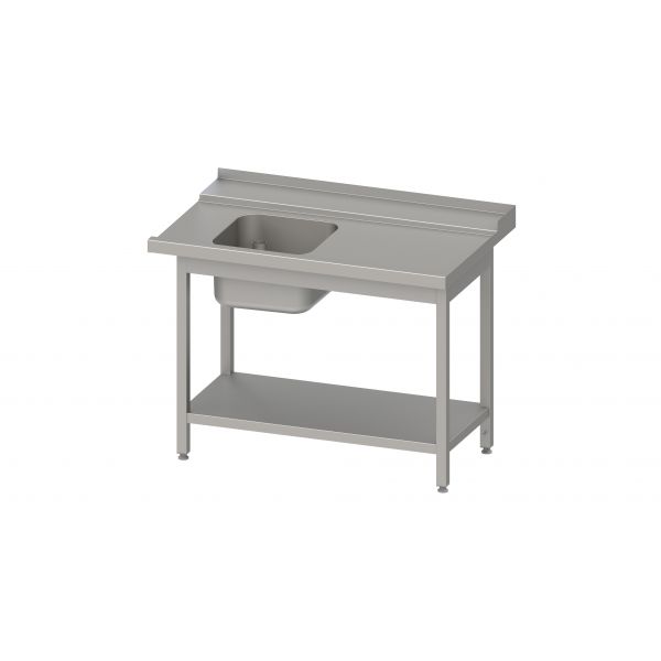Edelstahl Zulauftisch Korbführung mit Gefälle & Grundboden + 1 Becken 130 x 75 x 88 cm Anbauseite rechts + Aufkantung 1 Edelstahl Zulauftisch Korbführung mit Gefälle & Grundboden + 1 Becken 80 x 75 x 88 cm Anbauseite rechts + Aufkantung