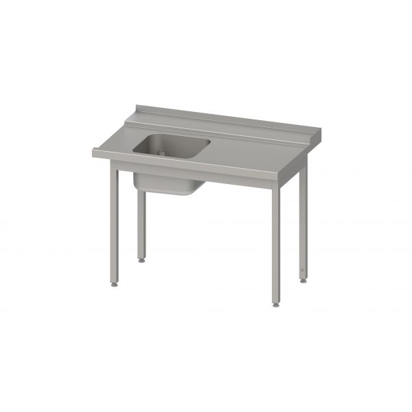 Edelstahl Zulauftisch Korbführung mit Gefälle mit einem Becken 120 x 75 x 88 cm, Anbauseite rechts + Aufkantung 1 Edelstahl Zulauftisch Korbführung mit Gefälle mit einem Becken 130 x 75 x 88 cm