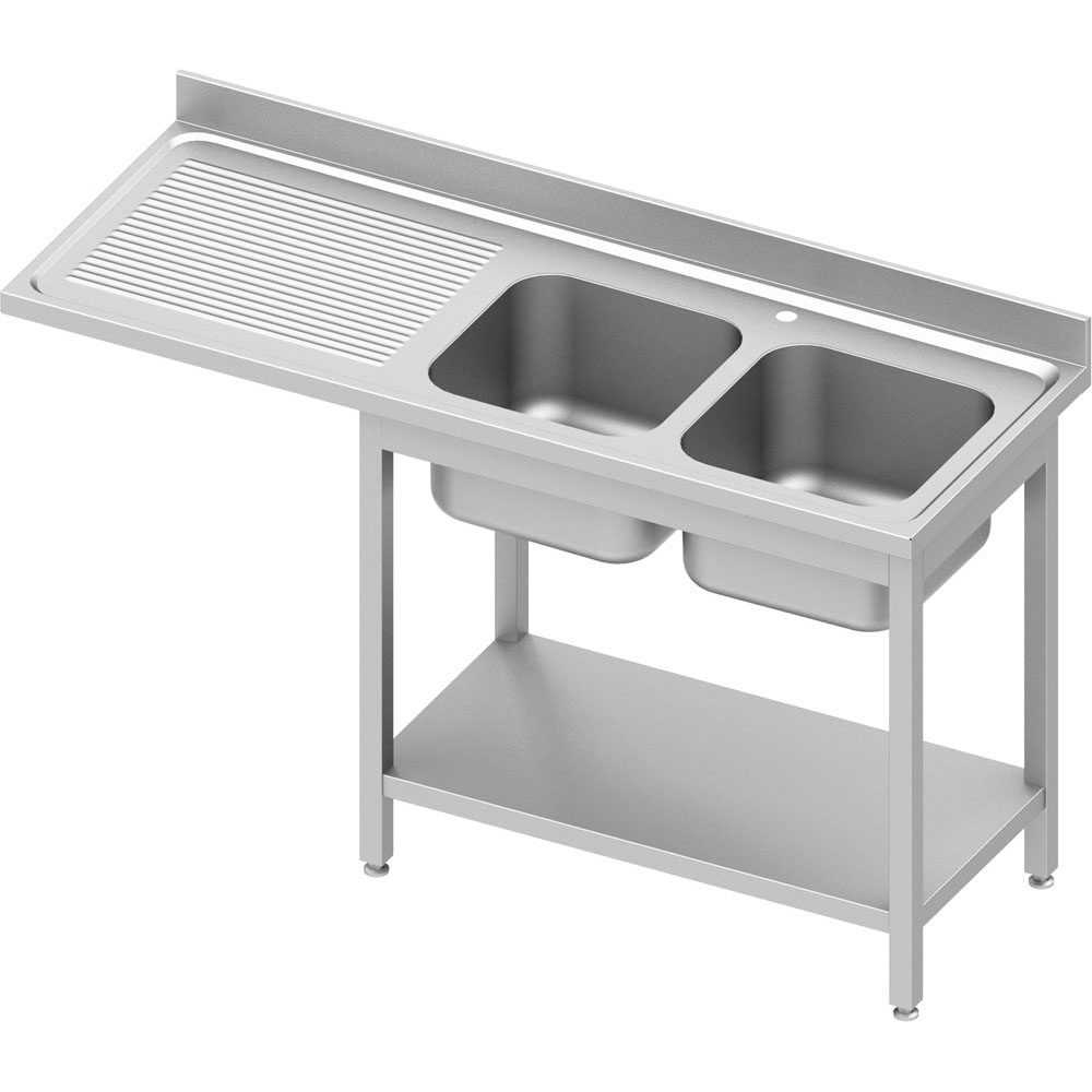Edelstahl Spültisch ECO mit Grundboden und Überstand 180 x 70 x 90 cm - 2 Becken rechts 1 Edelstahl Spültisch ECO mit Grundboden und Überstand 180 x 70 x 90 cm - 2 Becken rechts