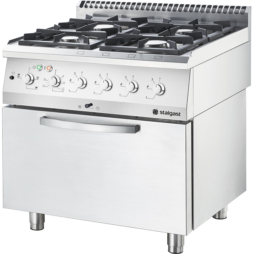 Gasherd Basic mit 4 Brennern (2x3,5 +2x5) und Elektro-Umluft-Backofen GN 2/1 1 Gasherd Basic mit 4 Brennern (2x3